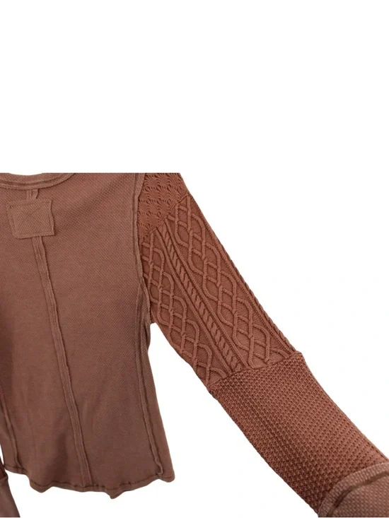 We The Free Twisted Cable Cuff Henley - Caramel Cafe - Picture 9 of 15